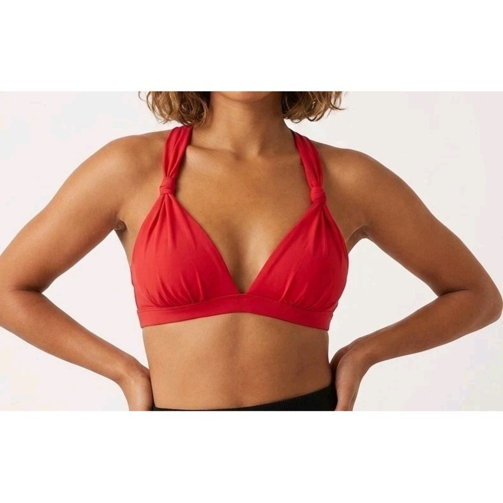 Ocean Blues Womens Strappy Athletic Triangle Bikini Top Red Size M